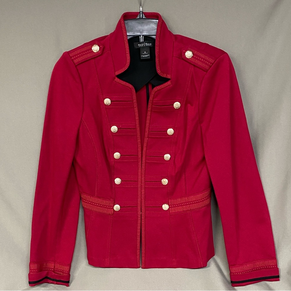 White House Black Market Women's Deep Red Military Style Tailored Blazer Size 6 - Picture 2 of 11